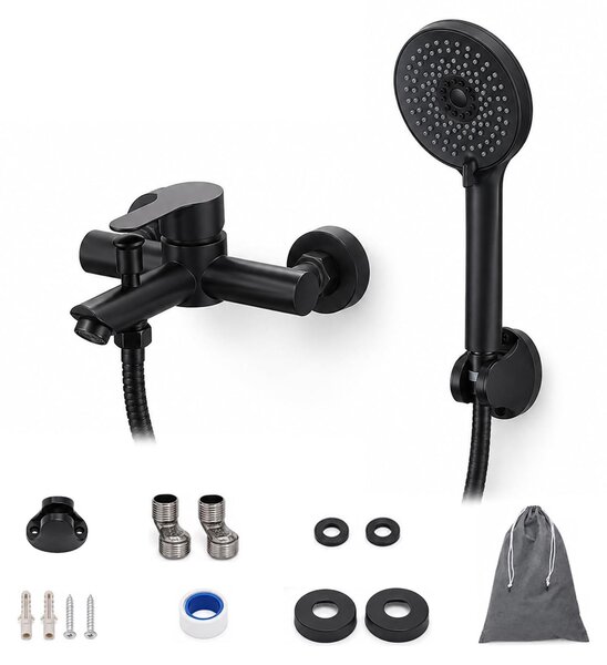 Miscelatore monocomando nero per lavabo con doccetta manuale, 3 getti