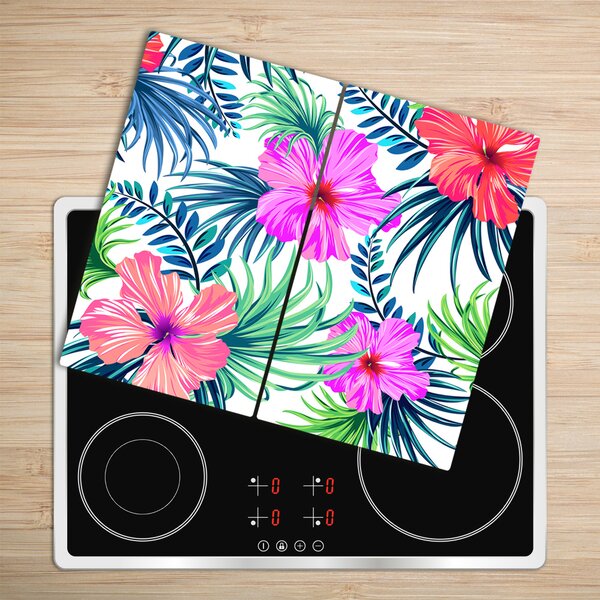 Tagliere in vetro Fiori hawaiani 60x52 cm