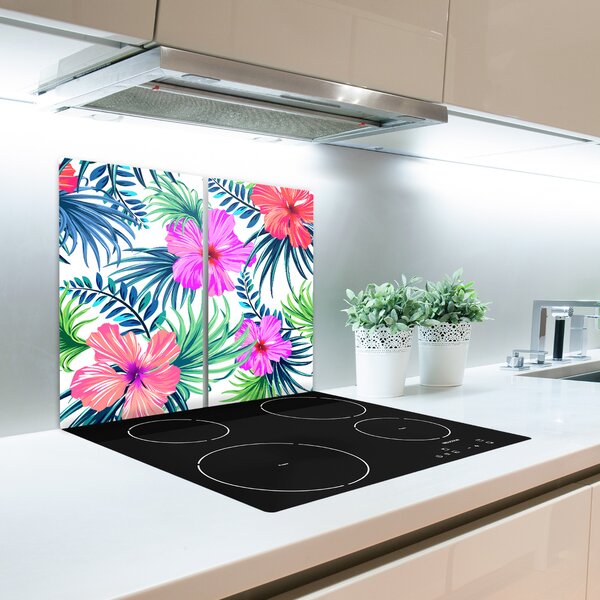 Tagliere in vetro Fiori hawaiani 60x52 cm