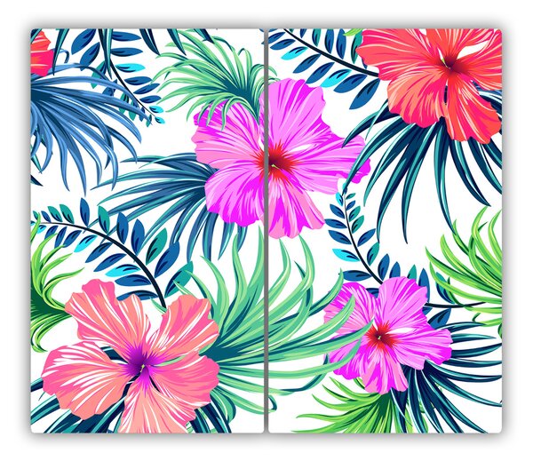 Tagliere in vetro Fiori hawaiani 60x52 cm