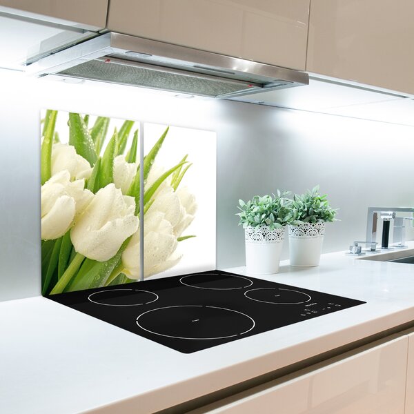 Tagliere in vetro Tulipani bianchi 60x52 cm