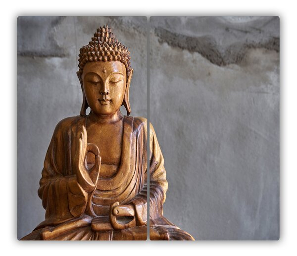 Tagliere in vetro Buddha di legno 60x52 cm