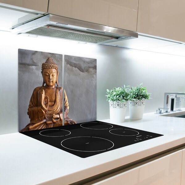 Tagliere in vetro Buddha di legno 60x52 cm
