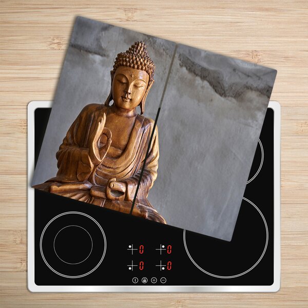 Tagliere in vetro Buddha di legno 60x52 cm