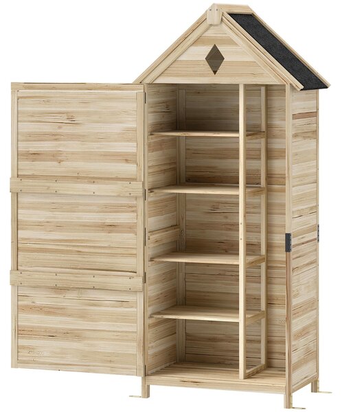 Armadietto da giardino Outsunny, in legno, impermeabile, con tetto a due falde in asfalto