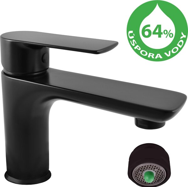 VLTAVA ECO - Miscelatore per lavabo senza scarico, nero - opaco VTE426.0CMAT, RAV Slezák
