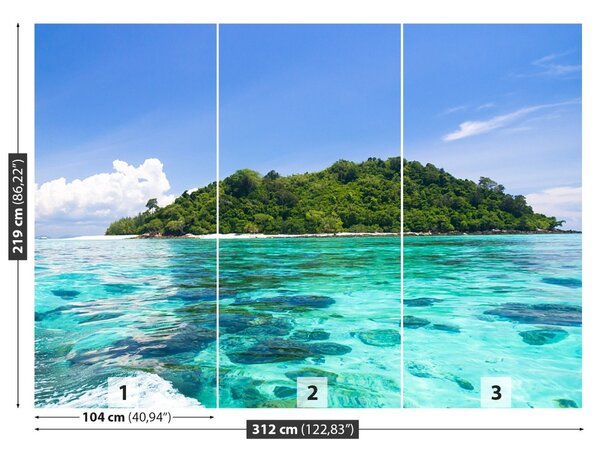 Carta da parati Isola blu 104x70 cm