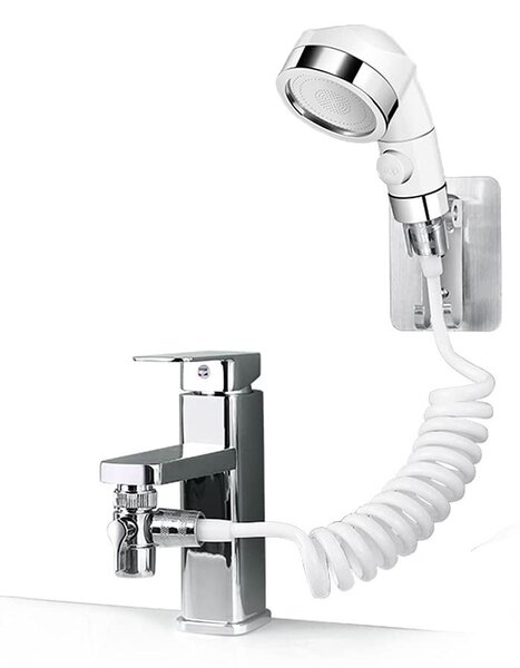 Rubinetto per lavabo con doccetta manuale e soffione flessibile per bagno