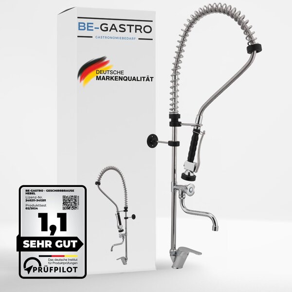 Rubinetto professionale per lavaggio stoviglie, con doccetta e maniglia