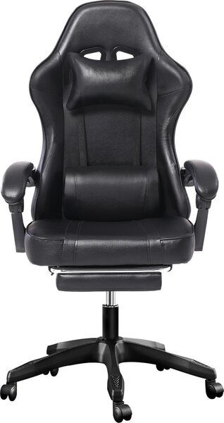 Sedia da gaming ergonomica con poggiapiedi, sedia da ufficio regolabile con supporto lombare e seduta girevole a 360°, sedie da gaming in Finto cuoio