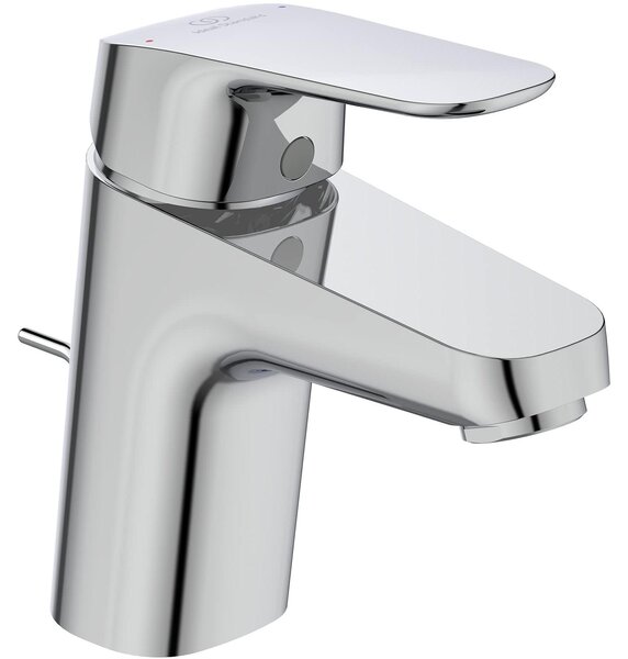 Miscelatore per lavabo con scarico, rubinetto da bagno a risparmio idrico, finitura cromata