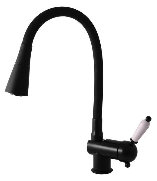 RAV Slezák Miscelatore per lavello con braccio flessibile e doccia - nero opaco L508/13CMAT Colore: nero opaco, Dimensione: 3/8''