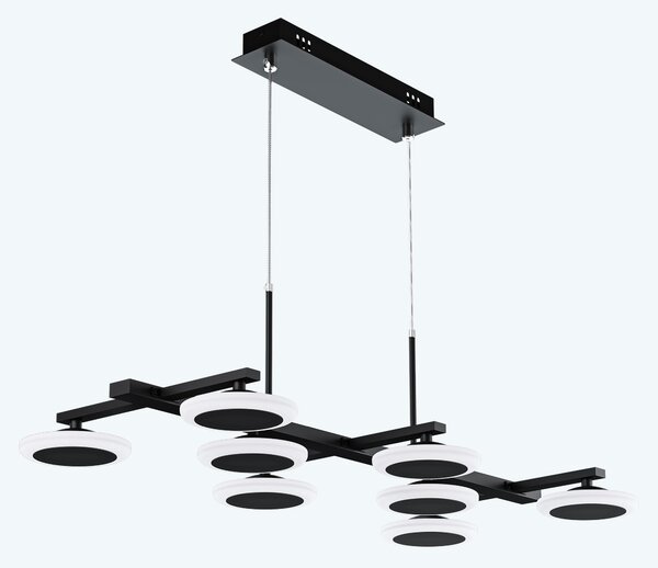 Doporro Lampadario a Sospensione 32W, 72 cm, Metallo Base, Lunghezza Filo 150 cm, Altezza regolabile, Lampada da Soffitto a Sospensione per Camera da Letto e Soggiorno, Nero Opaco, Alivetta