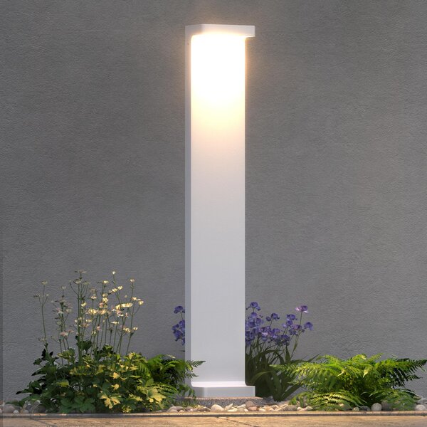 Doporro Lampione LED da Giardino 3000K, Paletto Esterno IP65 H60cm in Alluminio Bianco Opaco, Luce Calda 6W per Vialetti, Giardini, Cortili e Ingressi