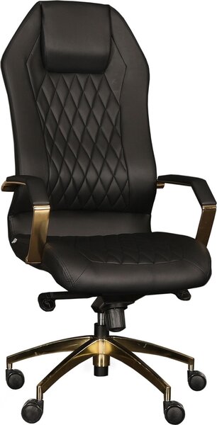 Elegante sedia da ufficio in ecopelle nera dal design ergonomico