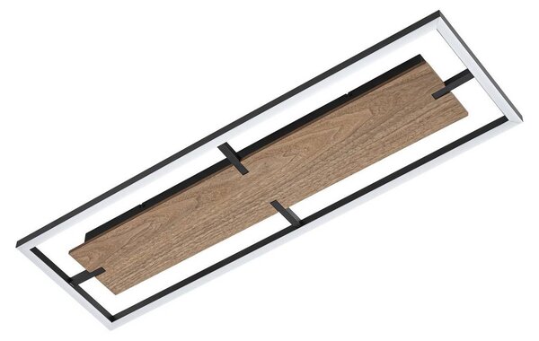 Plafoniera a LED Lucande Vectra, 100 x 30 cm, in legno, dimmerabile
