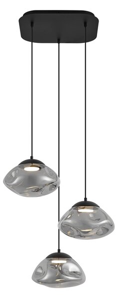 Lampada a sospensione di design Nera con vetro fumé 3 luci - Gus