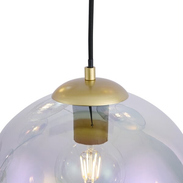 Lampada a sospensione Art Déco oro con vetro arcobaleno 7 luci - Sandra