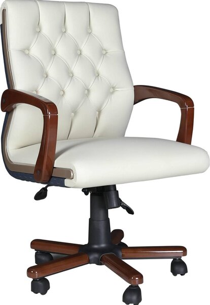 Sedia da ufficio moderna bianca in legno e tessuto