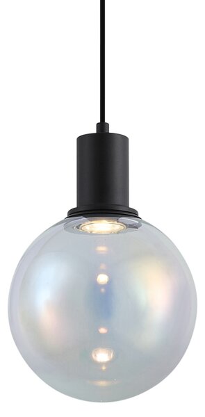 Lampada a sospensione di design nera con vetro arcobaleno 20cm - Mallon