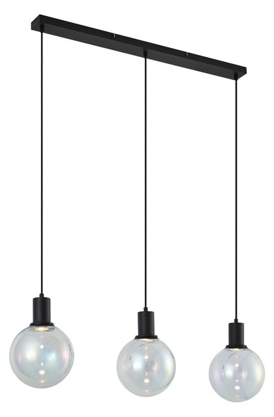 Lampada a sospensione di design nera con vetro arcobaleno rettangolare a 3 luci - Mallon