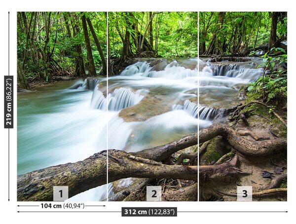 Carta da parati Cascata nella foresta 104x70 cm