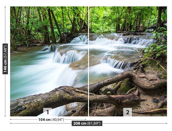 Carta da parati Cascata nella foresta 104x70 cm