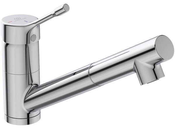 Miscelatore per lavabo da incasso, con bocchetta girevole ed estensibile, finitura cromata