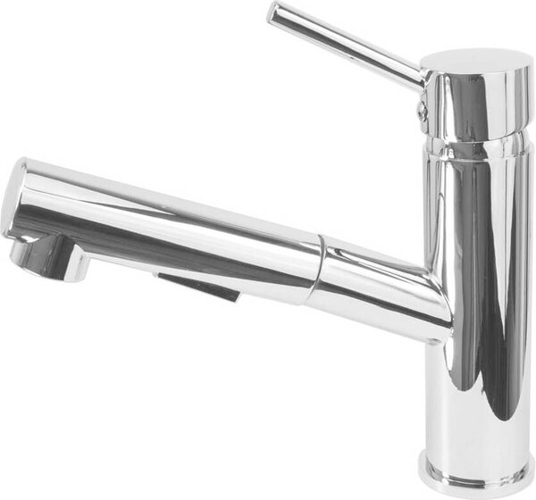 Miscelatore per cucina Miscelatore per lavello Miscelatore estraibile per cucina con spray; argento
