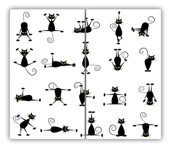 Tagliere in vetro Illustrazione di gatti 60x52 cm