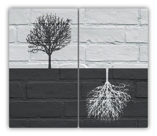 Tagliere in vetro temperato Alberi sul muro 60x52 cm
