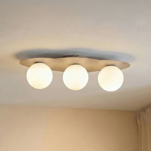 Plafoniera soffitto Cloud TK Lighting, dimmerabile, Crema / Ambra, Cameretta, Vetro, Plafoniera