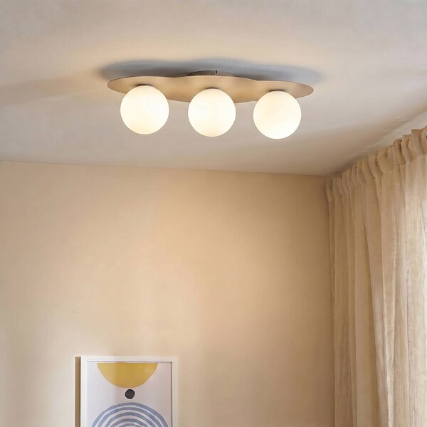 Plafoniera soffitto Cloud TK Lighting, dimmerabile, Crema / Ambra, Cameretta, Vetro, Plafoniera