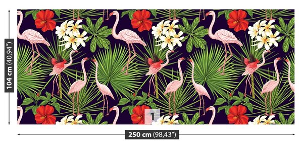 Carta da parati Piante fenicotteri 104x70 cm