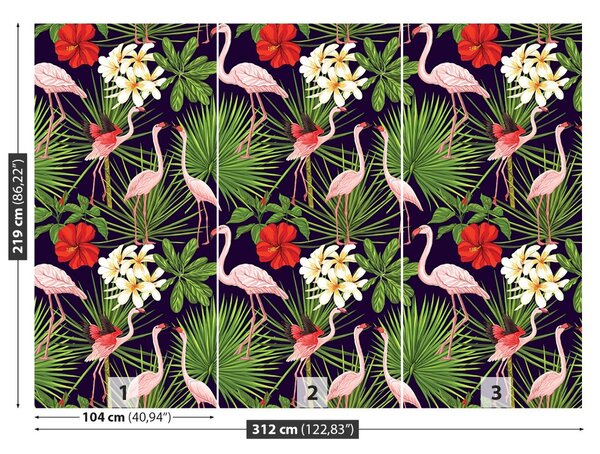 Carta da parati Piante fenicotteri 104x70 cm