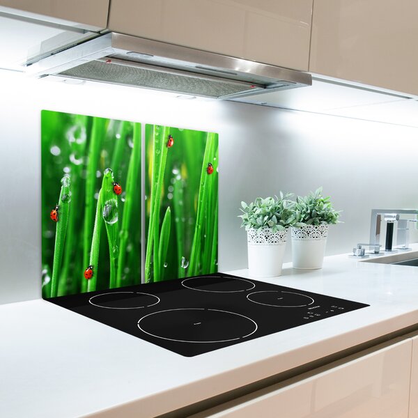 Tagliere in vetro Coccinelle sull'erba 60x52 cm