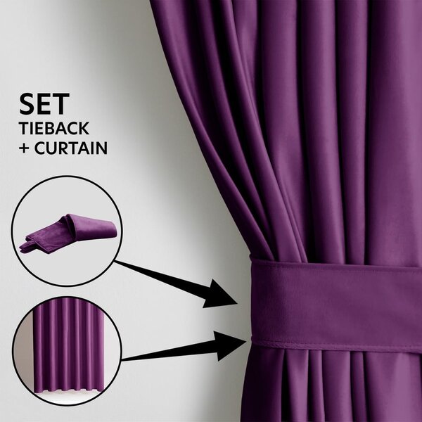 Tenda parzialmente oscurante viola in velluto 140x270 cm Eyelets – Restilo