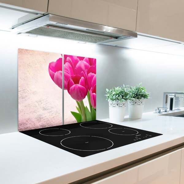 Tagliere in vetro temperato Tulipani rosa 60x52 cm
