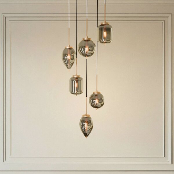 Lampada a sospensione in vetro Elani Lucande, dimmerabile, Nero, Soggiorno / Sala da pranzo, Vetro, Moderno, Lampada a sospensione