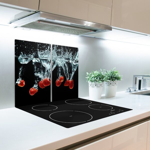 Tagliere in vetro temperato Fragole sott'acqua 60x52 cm