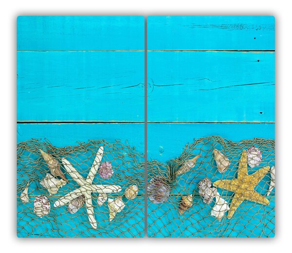 Tagliere in vetro Starfish e conchiglie 60x52 cm
