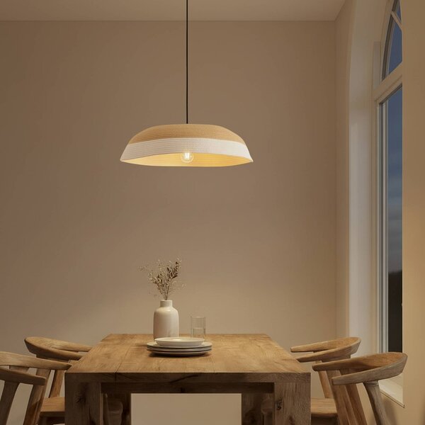 Lampada a sospensione Caliva Lindby, Crema / Ambra, Soggiorno / Sala da pranzo, Tessuto / Stoffa / Seta, Moderno, Lampada a sospensione