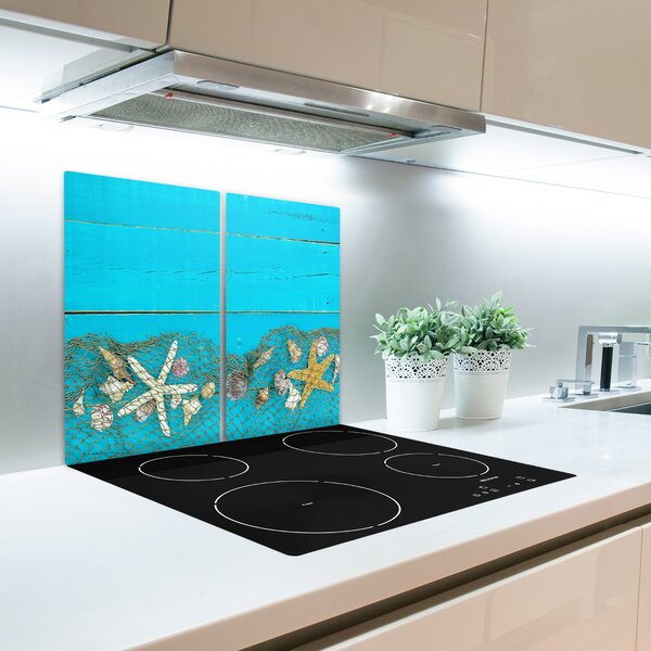 Tagliere in vetro Starfish e conchiglie 60x52 cm