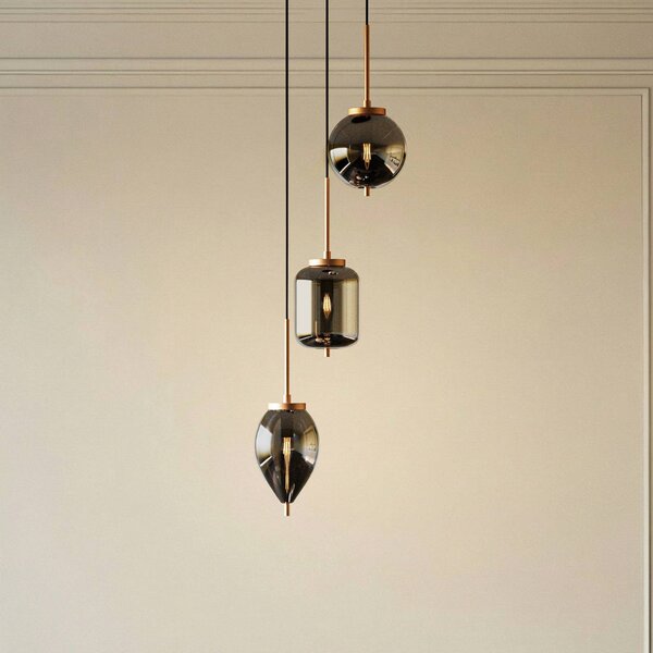 Lampada a sospensione in vetro Elani Lucande, dimmerabile, Nero, Soggiorno / Sala da pranzo, Vetro, Moderno, Lampada a sospensione