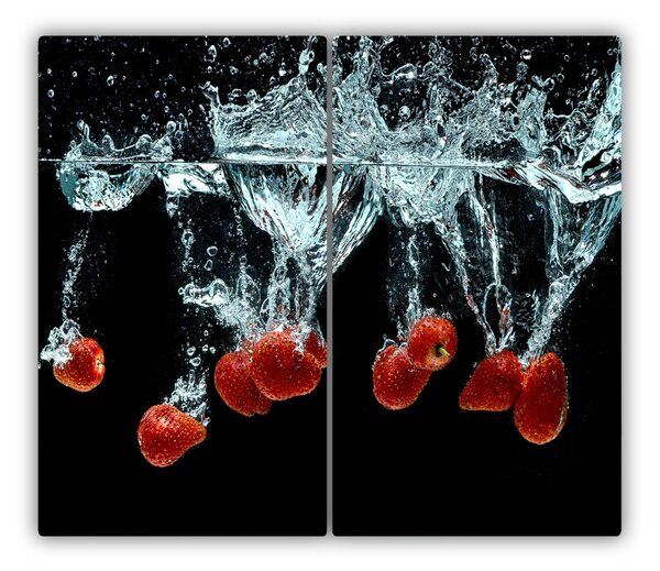 Tagliere in vetro temperato Fragole sott'acqua 60x52 cm