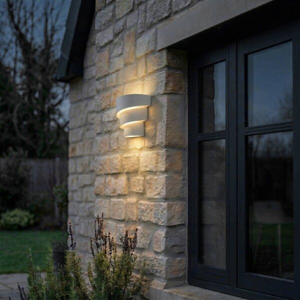 Applique da esterni a LED Valir Lindby, Bianco / Opale, Alluminio, Design, Applique LED da esterni