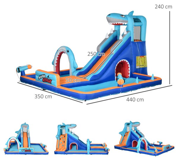 Outsunny Castello Gonfiabile per Bambini 3-8 Anni con Gonfiatore, Scivolo, Piscina e Parete da Arrampicata|Aosom