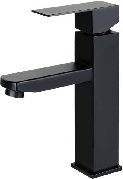 Rubinetto lavabo nero, miscelatore monocomando, alta pressione, acciaio inossidabile