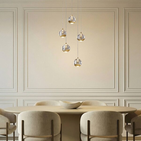 Lampada a sospensione in vetro Hayley Lucande, Chiaro / Trasparente, Soggiorno / Sala da pranzo, Vetro, Moderno, Lampada a sospensione