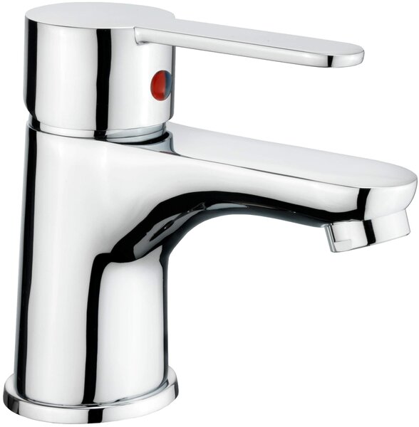 Miscelatore per lavabo con corpo in ottone cromato e kit di scarico